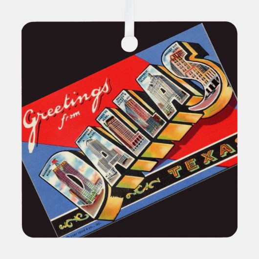 ヴィンテージダラステキサス州 メタルオーナメント (正面)