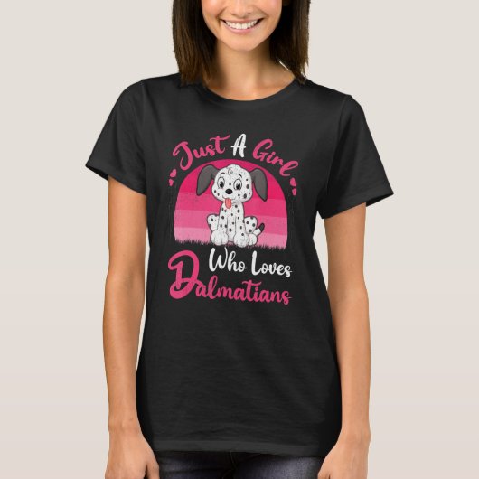 ヴィンテージダルマチアン犬ダームを愛する女の子 Tシャツ (正面)
