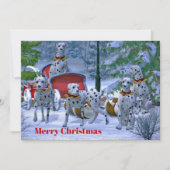 ヴィンテージダルマティアンスレイスノークリスマスフラット シーズンカード (正面)