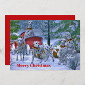 ヴィンテージダルマティアンスレイスノークリスマスフラット シーズンカード (正面/裏面)