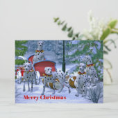 ヴィンテージダルマティアンスレイスノークリスマスフラット シーズンカード (スタンド正面)