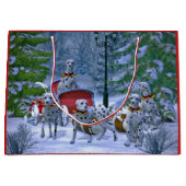 ヴィンテージダルマティアンソレイ雪のクリスマス ラージペーパーバッグ (正面)