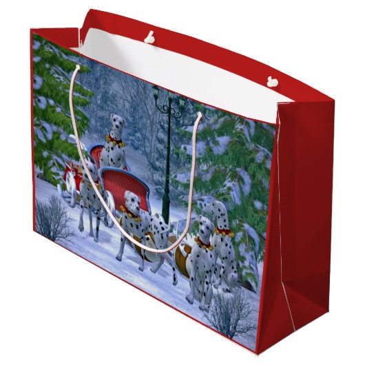 ヴィンテージダルマティアンソレイ雪のクリスマス ラージペーパーバッグ (裏面アングル)