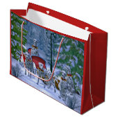 ヴィンテージダルマティアンソレイ雪のクリスマス ラージペーパーバッグ (正面アングル)
