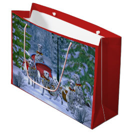 ヴィンテージダルマティアンソレイ雪のクリスマス ラージペーパーバッグ