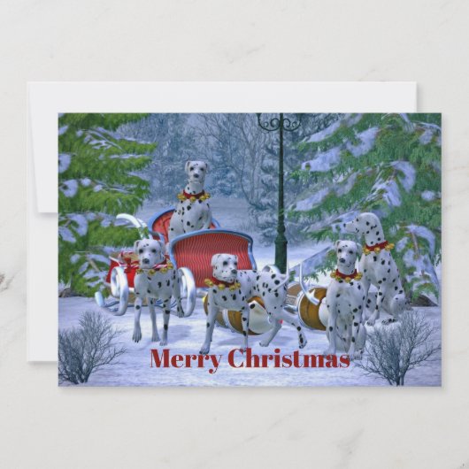 ヴィンテージダルマティアンソレイ雪のクリスマス 招待状 (正面)