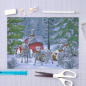 ヴィンテージダルマティアンソレイ雪のクリスマス 薄葉紙 (クラフト)