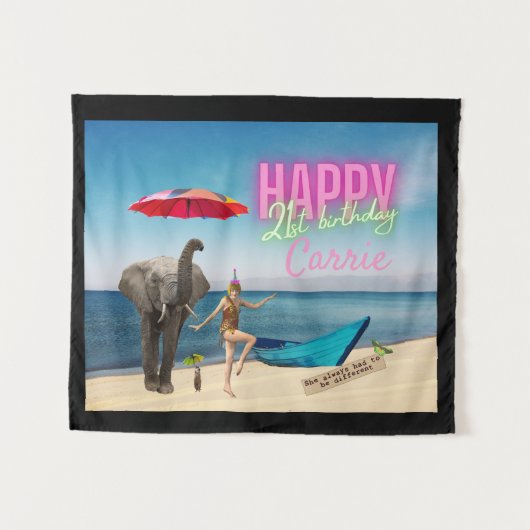 ヴィンテージダンサー21歳の誕生日の変更されたアートテーブル タペストリー (正面(横))