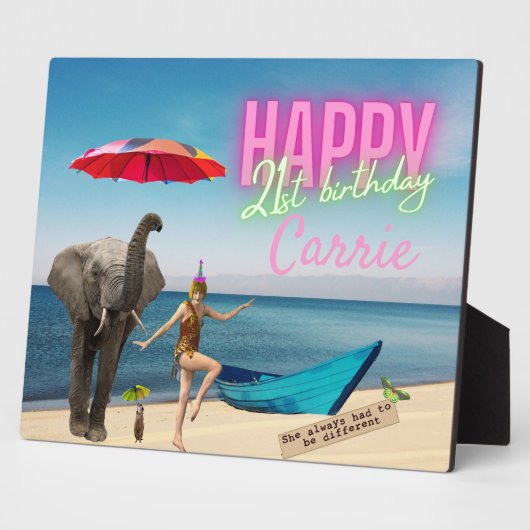 ヴィンテージダンサー21歳の誕生日の変更されたアートテーブル フォトプラーク (側面)