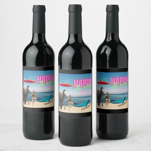 ヴィンテージダンサー21歳の誕生日の変更アート ワインラベル (ボトル)