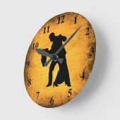 ヴィンテージダンスカップルのシルエット壁時計 ラウンド壁時計 (傾斜)
