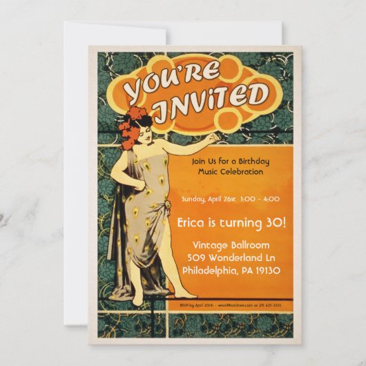 ヴィンテージダンススタイルパーティの招待状 招待状 (正面)