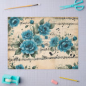 ヴィンテージダンスミュージックノートフローラデコデザイン 薄葉紙 (クラフト)