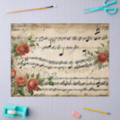 ヴィンテージダンスミュージックノートフローラデコデザイン 薄葉紙 (クラフト)