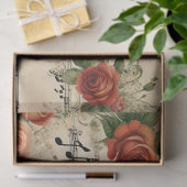 ヴィンテージダンスミュージックノートフローラデコデザイン 薄葉紙 (ギフト)