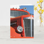 ヴィンテージダンプトラックのグリーティングカード カード (黄色い花)