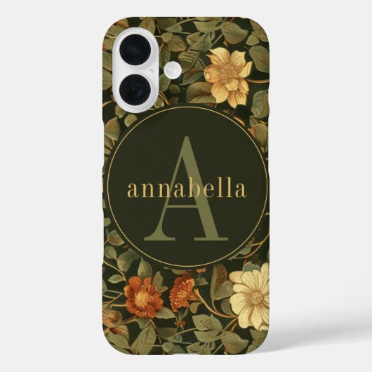 ヴィンテージダークウィリアム・モリスフローラモノグラム Case-Mate iPhoneケース (裏面)