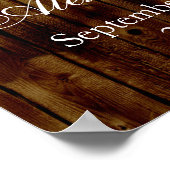 ヴィンテージダークウッド結婚プランクの歓迎サイン ポスター (角)