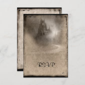 ヴィンテージダークキャッスルゴシック結婚式RSVP 出欠カード (正面/裏面)