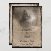 ヴィンテージダークキャッスル結婚ゴシック セーブザデート (正面/裏面)