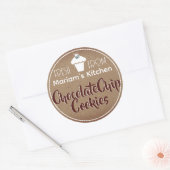 ヴィンテージダーククラフト紙カップケーキケーキ生地ラベル ラウンドシール (封筒)