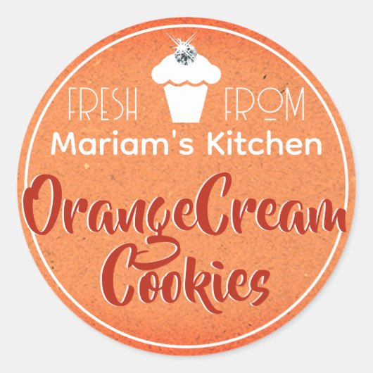 ヴィンテージダーククラフト紙カップケーキケーキ生地ラベル ラウンドシール (正面)