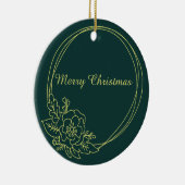 ヴィンテージダークグリーンとフローラ植物体 セラミックオーナメント (右)