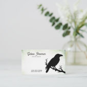 ヴィンテージダークグリーンとブラッククロウタトゥーアーティスト 名刺 (スタンド正面)