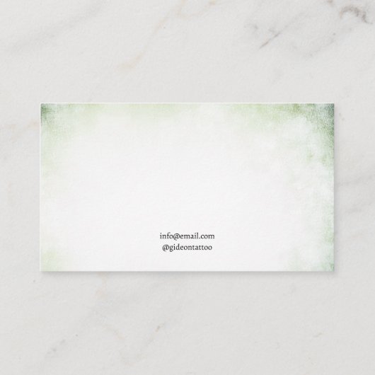 ヴィンテージダークグリーンとブラッククロウタトゥーアーティスト 名刺 (裏面)