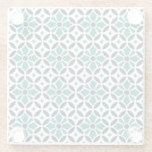 ヴィンテージダークグリーンバルセロナスタータイルジオメトリック ガラスコースター (裏面)