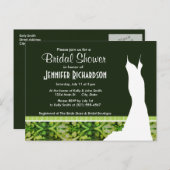 ヴィンテージダークグリーンパターン インビテーションポストカード (正面/裏面)