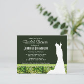 ヴィンテージダークグリーンパターン インビテーションポストカード (スタンド正面)