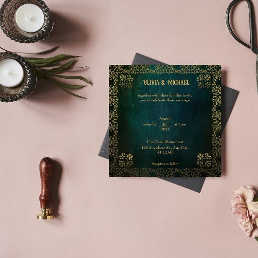 ヴィンテージダークグリーン広場 招待状
