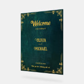 ヴィンテージダークグリーン歓迎 アクリルサイン (傾斜)