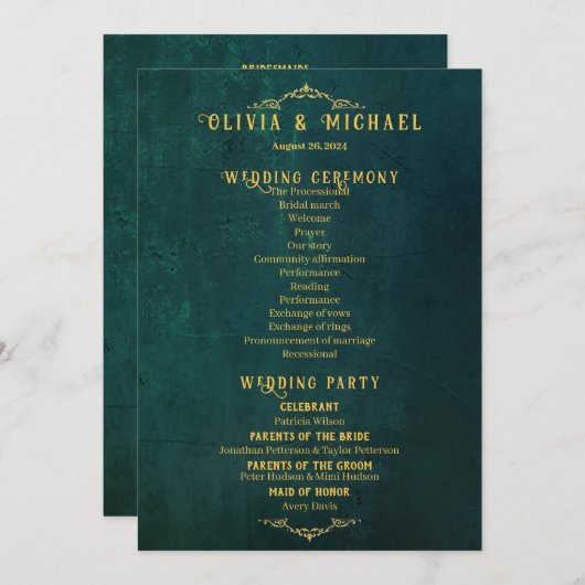 ヴィンテージダークグリーン結婚ズ プログラム (正面/裏面)