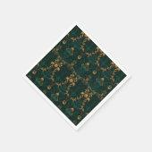 ヴィンテージダークグリーン金ゴールドバロック スタンダードカクテルナプキン (角)