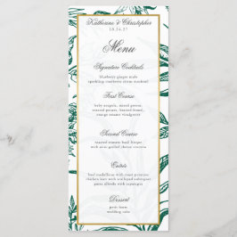 ヴィンテージダークグリーン金ゴールド植物学結婚のメニュー プログラム