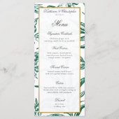 ヴィンテージダークグリーン金ゴールド植物学結婚のメニュー プログラム (正面)