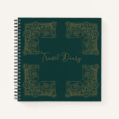 ヴィンテージダークグリーン金ゴールド装飾枠 ノートブック (正面)