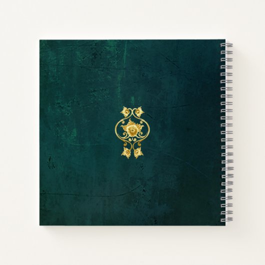 ヴィンテージダークグリーン&ゴールデン結婚フレームの日記 ノートブック (裏面)