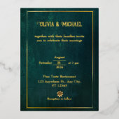 ヴィンテージダークグリーン（金箔） 箔招待状ポストカード (正面)