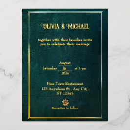ヴィンテージダークグリーン（金箔） 箔招待状ポストカード