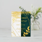 ヴィンテージダークグリーン（金箔） 箔招待状ポストカード (立ち正面)