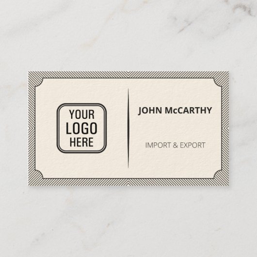 ヴィンテージダークグレーのロゴCartocheのパタストライプーン 名刺 (正面)