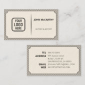 ヴィンテージダークグレーのロゴCartocheのパタストライプーン 名刺 (正面/裏面)