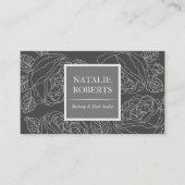 ヴィンテージダークグレーフローララインアート美しいサロンスパ 名刺 (正面)