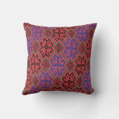 ヴィンテージダークコーラルネイビーレッドターキリムラグ クッション (裏面)