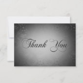 ヴィンテージダークゴシックのブラックダマスクの結婚式 サンキューカード (正面)