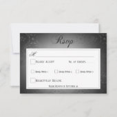 ヴィンテージダークゴシックの黒いダマスクウェディングディナー 出欠カード (正面)