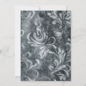 ヴィンテージダークゴシックグレー&ブラックダマスク&ラヴェンス 招待状 (裏面)